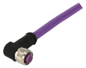 Sensor actuator cable, M12-cable socket, angled to open end, 4 pole, 0.7 m, PVC, purple, 21349100486007