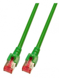 Patch cable, RJ45 plug, straight to RJ45 plug, straight, Cat 6, S/FTP, LSZH, 0.15 m, green