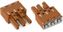 Socket, 3 pole, spring-clamp connection, 0.5-4.0 mm², brown, 770-1363