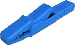 Alligator clip, blue, max. 9.5 mm, L 80.5 mm, CAT O, socket 4 mm, AK 2 S BL