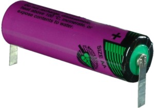 Lithium-Battery, 3.6 V, LR6, AA, round cell, soldering lug