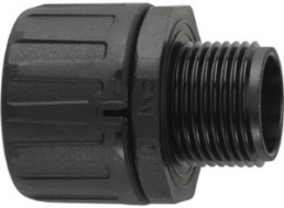 Straight hose fitting, PG9, 13 mm, polyamide, IP66, black, (L) 37 mm
