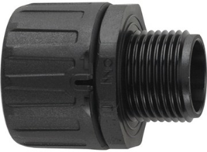 Straight hose fitting, PG7, 10 mm, polyamide, IP66, black, (L) 33 mm