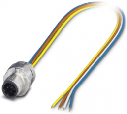 Sensor actuator cable, M12-cable plug, straight to open end, 4 pole, 0.5 m, 4 A, 1552256