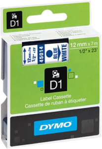 Labelling tape cartridge, 12 mm, tape blue, font white, 7 m, S0720540