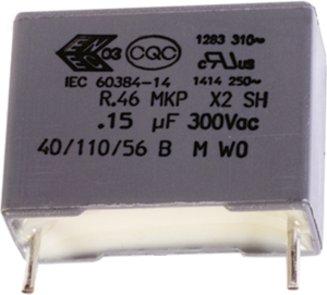 MKP film capacitor, 100 nF, ±10 %, 630 V (DC), PP, 15 mm, R463I310000M1K