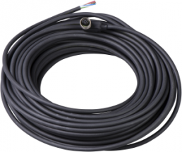 Sensor actuator cable, M12-cable socket, straight to open end, 8 pole, 25 m, PUR, black, XZCP53P11L25