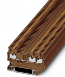 Through terminal block, push-in connection, 0.14-1.5 mm², 3 pole, 17.5 A, 6 kV, brown, 3208161