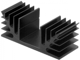 Extruded heatsink, 100 x 88 x 35 mm, 2.7 to 1.35 K/W, black anodized