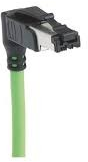 System cable, RJ45 plug, angled to open end, Cat 5, PUR, 1 m, green