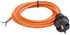 Connection line, Europe, plug type E + F, straight on open end, H07BQ-F3G1.5mm², orange, 3 m