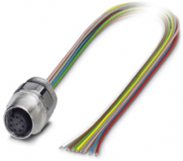 Sensor actuator cable, M12-flange socket, straight to open end, 8 pole, 0.5 m, 2 A, 1513761