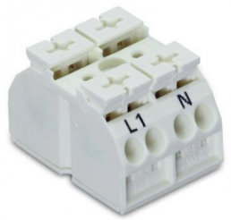4-wire device connection terminal, 2 pole, pitch 12 mm, 0.5-4.0 mm², AWG 20-12, 32 A, 500 V, push-in, 862-1662