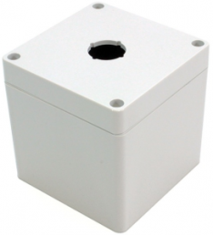 Polycarbonate push button enclosure, (L x W x H) 90 x 90 x 90 mm, light gray (RAL 7035), IP66, 1554MPB1A