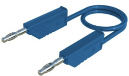Measuring lead with (4 mm plug, spring-loaded, straight) to (4 mm plug, spring-loaded, straight), 1 m, blue, silicone, 1.0 mm², CAT O