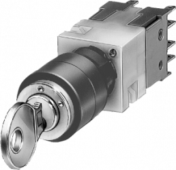 Key switch CES, unlit, latching, waistband round, 62°, trigger position 0 + 1, mounting Ø 16 mm, 3SB2202-4LB01