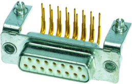 D-Sub socket, 15 pole, standard, equipped, angled, solder pin, 09642147242