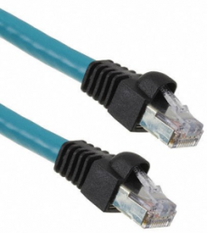 Sensor actuator cable, RJ45-cable plug, straight to RJ45-cable plug, straight, 8 pole, 0.6 m, PVC, turquoise, 17995
