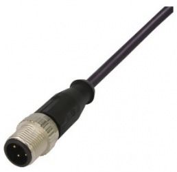 Sensor actuator cable, M12-cable plug, straight to open end, 4 pole, 15 m, PUR, black, 21347800474150