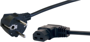 Device connection line, Europe, plug type E + F, angled on C21 jack, angled, H05BB-F3G1.5mm², black, 2.1 m