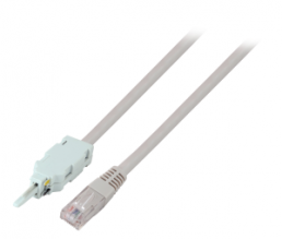 Patch cable, RJ45 plug, straight to LSA 2 plug, straight, 1 m, gray