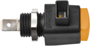 Quick pressure clamp, orange, 300 V, 16 A, faston plug, nickel-plated, ESD 798 / OR