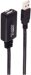 USB 2.0 extension line, USB plug type A to USB socket type A, 10 m, black