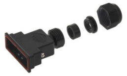 D-Sub connector housing, size: 3 (DB), straight 180°, cable Ø 8 to 10.5 mm, thermoplastic, black, 09670250438