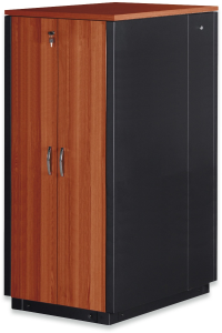 32 HE SOUNDproof cabinet, wood decor cherry, (H x W x D) 1666 x 750 x 1130 mm, IP20, sheet steel, black, DN-19 32U-SO-C