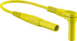 Measuring lead with (4 mm plug, spring-loaded, straight) to (4 mm plug, spring-loaded, angled), 1.5 m, yellow, silicone, 1.0 mm², CAT III