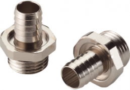 Straight hose fitting, M12, brass, nickel-plated, IP54/IP68, metal, (L) 25 mm