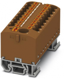 Distribution block, push-in connection, 0.14-4.0 mm², 19 pole, 24 A, 8 kV, brown, 3274220