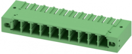 Pin header, 10 pole, pitch 7.62 mm, angled, green, 1720877