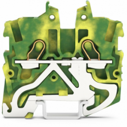 2 wire mini protective earth terminal block, push-in connection, 0.14-1.5 mm², 2 pole, 13.5 A, 6 kV, yellow/green, 2050-1207