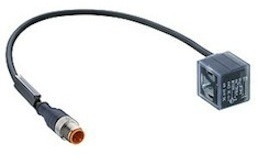 Sensor actuator cable, M12-cable plug, straight to valve connector, 5 pole, 2 m, black, 14870