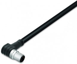 Sensor actuator cable, M8-cable plug, angled to open end, 3 pole, 10 m, PUR, black, 4 A, 756-5112/030-100
