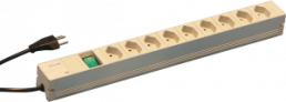 Socket Strip, Swiss, 9 x Sockets, 19", With Switch