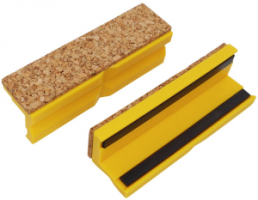 Clamping jaws cork/plastic 100mm yellow, with magnetic bar (pair), 9-900-S4100