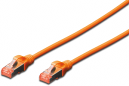 Patch cable, RJ45 plug, straight to RJ45 plug, straight, Cat 6, S/FTP, LSZH, 1 m, orange