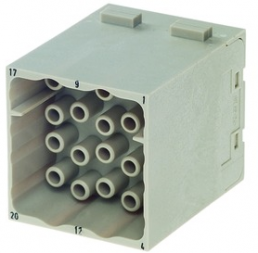 Pin contact insert, 20 pole, unequipped, crimp connection, 09140203001