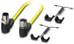 Sensor actuator cable, M12-cable plug, angled to M12-cable socket, angled, 5 pole, 1.5 m, PVC, yellow, 4 A, 1409587