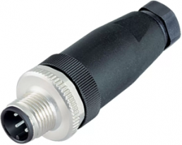 Plug, M12, 4 pole, clamp connection, screw locking, straight, 99 0525 12 04