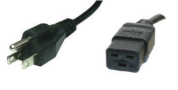 Power cord, Japan, Plug Type B, straight on C19-connector, straight, HVCTF 3x2.0 mm², black, 2.5 m