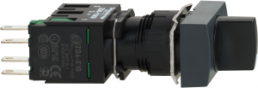 Selector switch, unlit, latching, waistband rectangular, black, front ring black, 2 x 60°, mounting Ø 16 mm, XB6DD221B