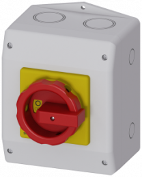 Emergency stop load-break switch, Rotary actuator, 6 pole, 32 A, 690 V, (W x H x D) 146 x 188 x 149 mm, front mounting, 3LD2265-4VD53