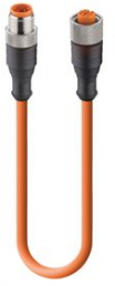 Sensor actuator cable, M12-cable socket, straight to open end, 4 pole, 0.6 m, PUR, orange, 4 A, 7279
