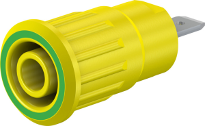 4 mm socket, flat plug connection, mounting Ø 12.2 mm, CAT III, yellow/green, 49.7079-20