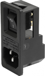 Combination element C14, 3 pole, snap-in, plug-in connector 4.8 x 0.8, black, 4304.6148