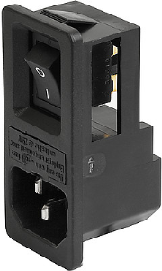 Combination element C14, 3 pole, snap-in, plug-in connector 4.8 x 0.8, black, 4304.6169