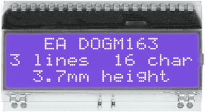 LCD text module EA DOGM163B-A, 3 x 16 characters, 3.65 mm